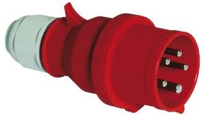 CEE-Stecker 5p 16A IP44 400V/rt 6h Kst schraubl.Kl Verschraubung