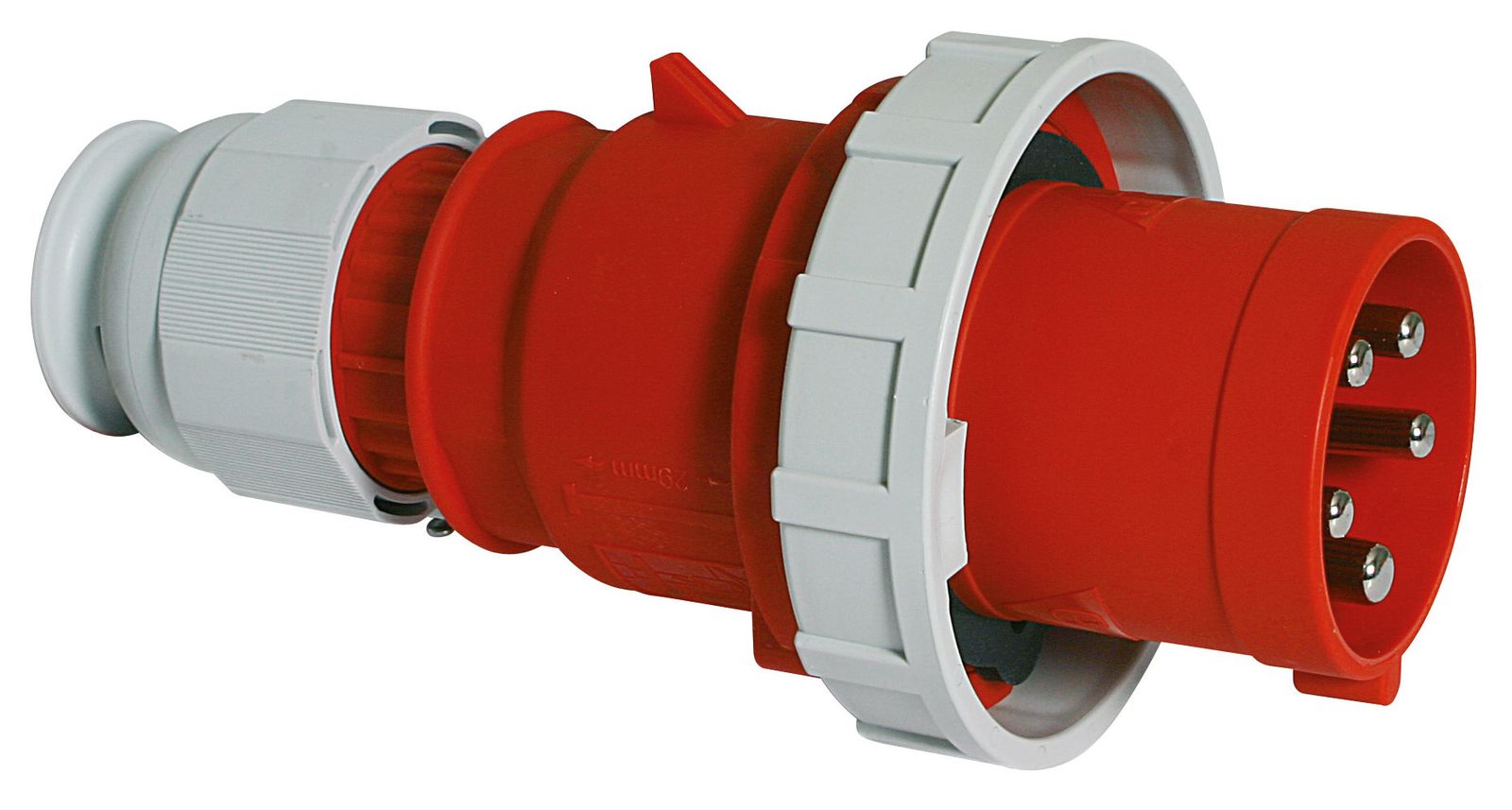 CEE-Stecker 4p 63A IP67 400V/rt 6h Schraubkl Kst Verschraubung