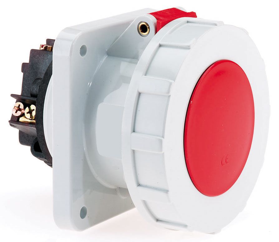 CEE-Anbausteckdose 5p 63A 400V/rt 6h ger IP67 Schraubkl Kst 92x100mm
