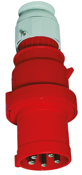CEE-Stecker 5p 63A IP44 400V/rt 6h Kst schraubl.Kl Verschraubung