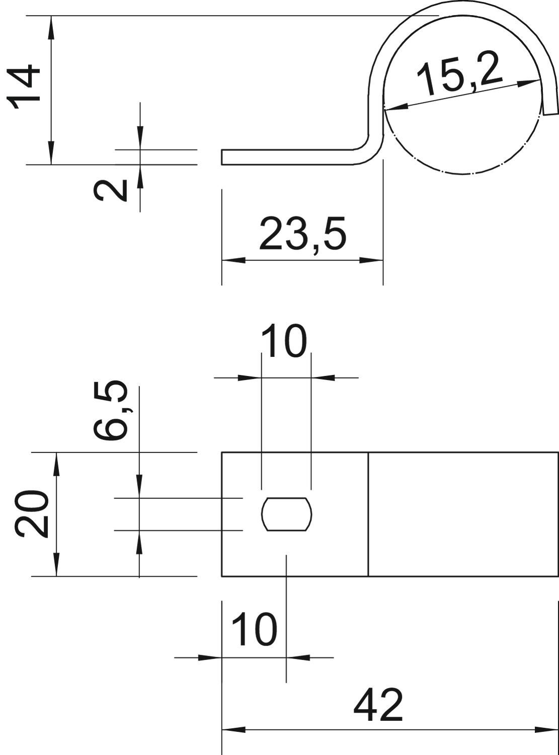Befestigungsschelle 1f Ø15,2mm einlappig ST hfr