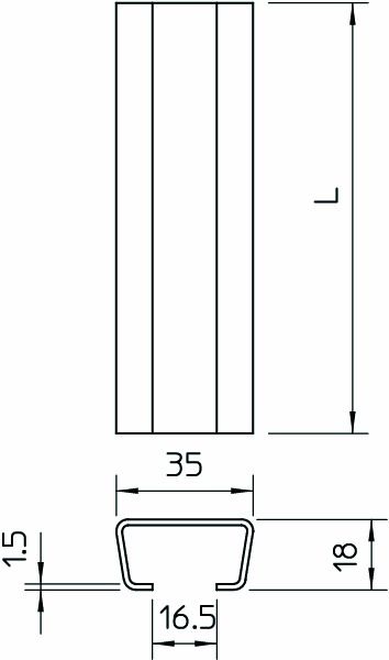 C-Profilschiene ST 2000x35x18mm 16,5mm D1,5mm