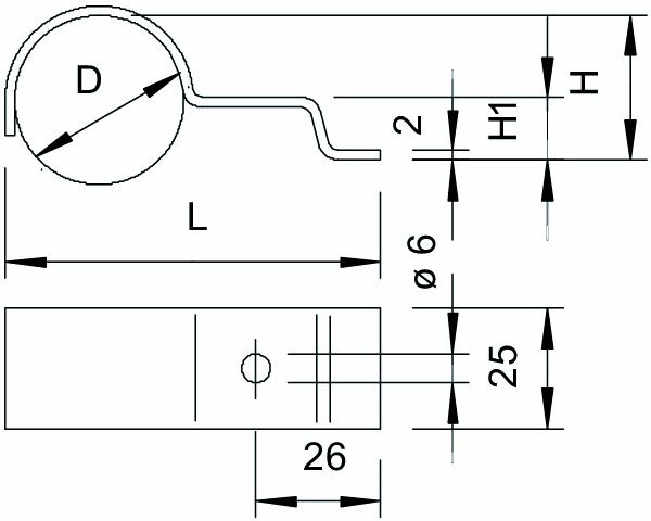 Befestigungsschelle 1f Ø22mm einlappig ST hfr