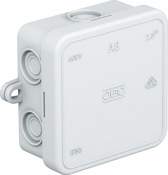 Abzweigdose IP55 2,5qmm 75x75x36,2mm lgr Kst Wand/Decke hfr