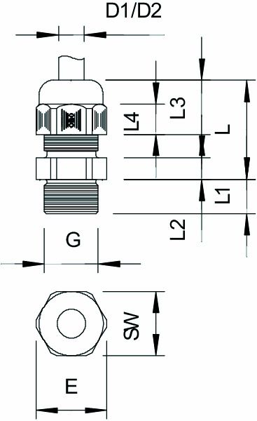 Kabelverschraubung PG13,5 V-TEC PA gr unbeh 9mm Polyamid (PA) IP68 ger