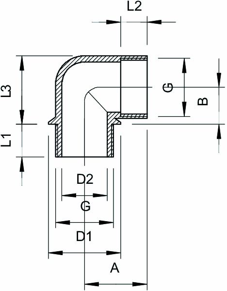 Kabelverschraubung PG21 PA gr unbeh 13mm 90°Wink Polyamid (PA)