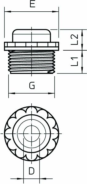 Kabeleinsteckstutzen IP54 Ø44mm 16mm lgr hfr geschl