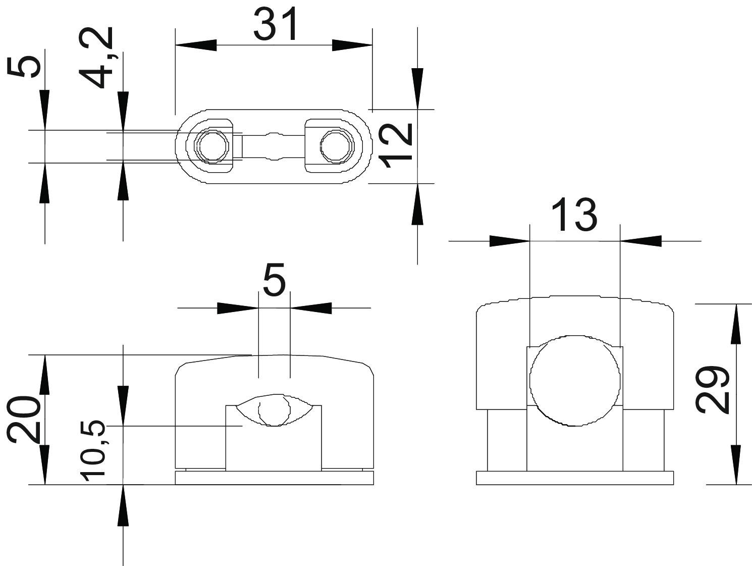 Abstandsschelle 1f SOM Ø14mm geschl Kst hfr