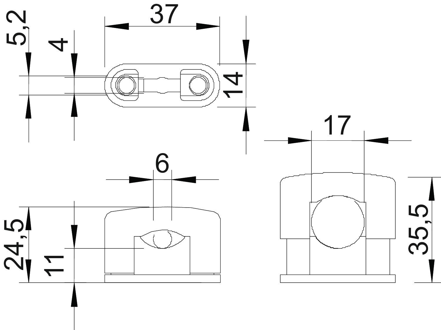 Abstandsschelle 1f SOM Ø17mm geschl Kst hfr