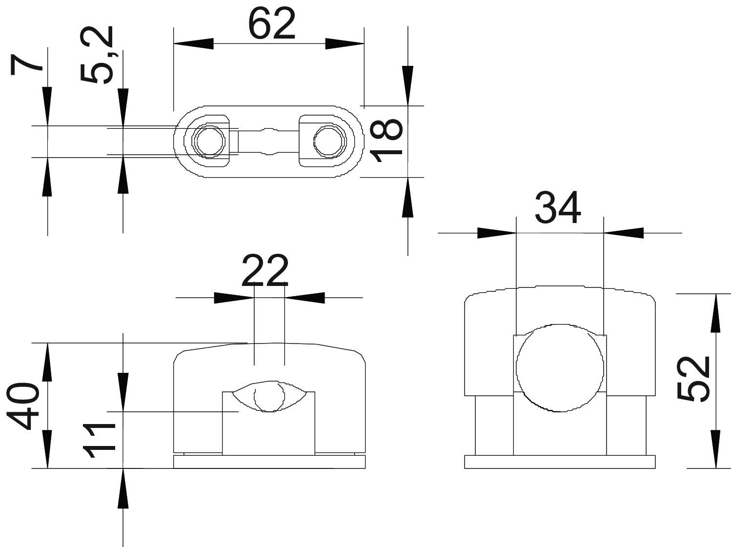 Abstandsschelle 1f SOM Ø34mm geschl Kst hfr