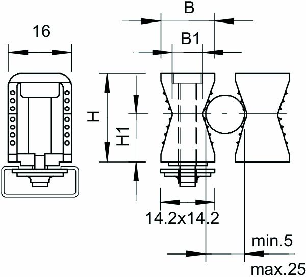Befestigungsschelle 1f Ø25mm zweilappig Kst hfr