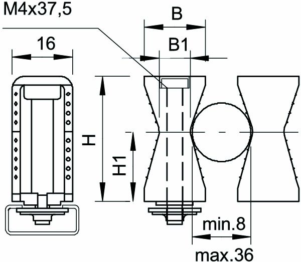 Befestigungsschelle 1f Ø36mm zweilappig Kst hfr