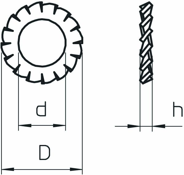 Fächerscheibe M6 VA V2A off.Außenverz Edelstahl (V2A) unbeh