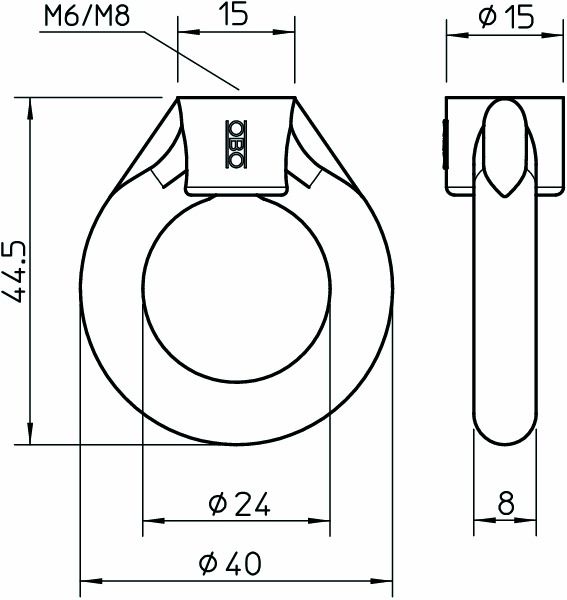 Schraubhaken Ø15x44,5mm Zn g/vz Ø24mm 1100N Zn-guss