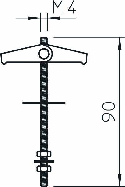 Kippdübel Ø14mm ST M4x95mm m.GewSchaft m.Sechskantmutter Mit Unterlegscheibe