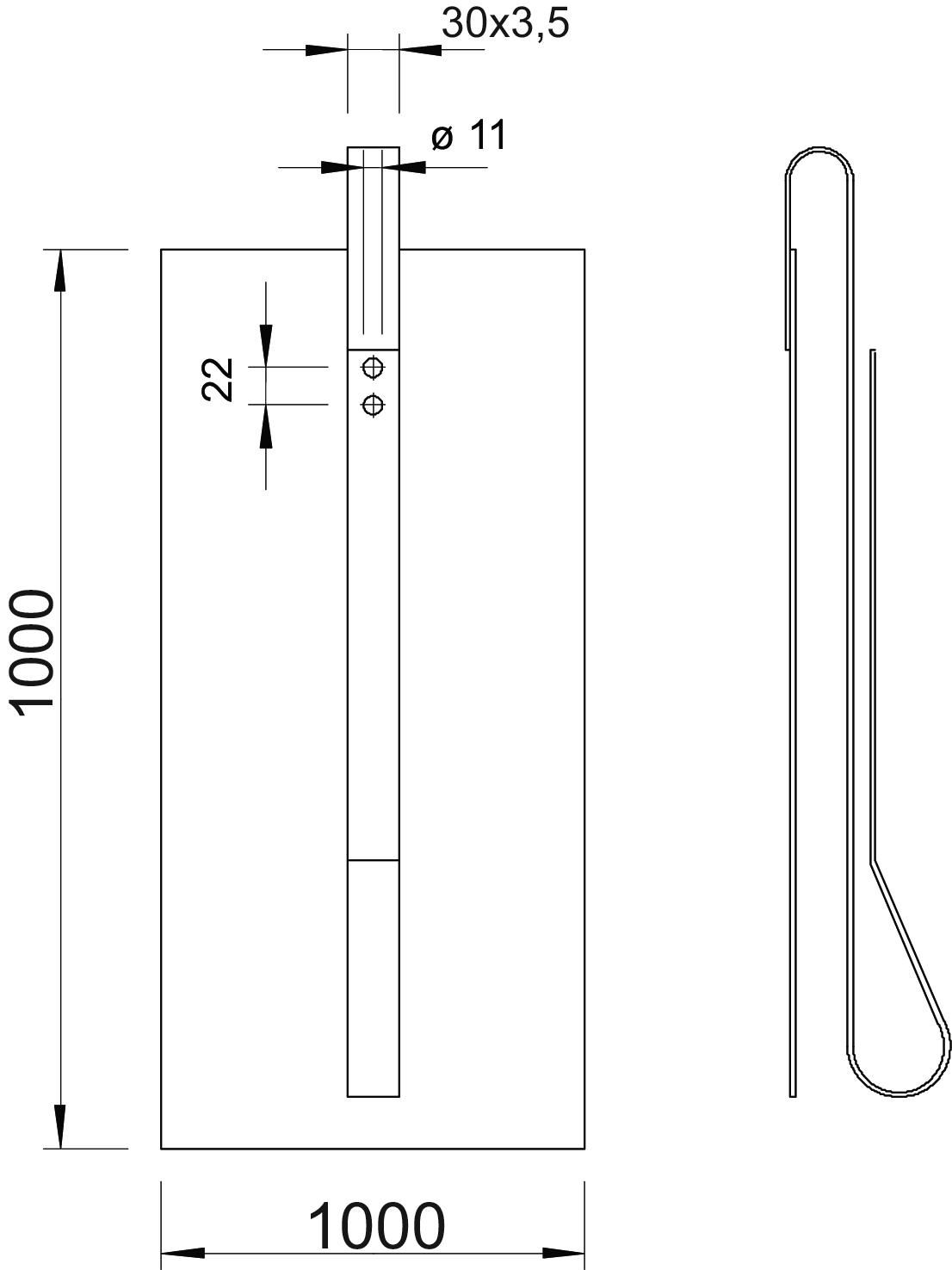 Erdungsplatte 1000x1000x3mm 3000mm ST f/vz