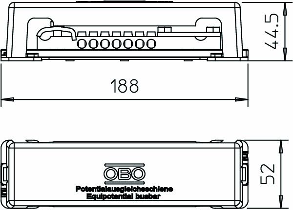 Potentialausgleichschiene 1rndl 1fl V2A m.Haube Edelstahl (V2A) Aufb_fix