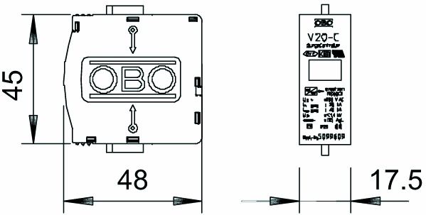 Überspannungsableiter TNNetzform- 230VAC Netzform-TN 1,3kV 1TE Basiselem 20kA opt