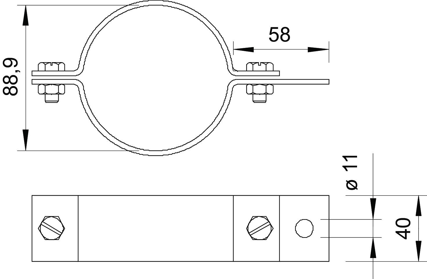 Rohrschelle 88,9mm ST f/vz Ø11mm