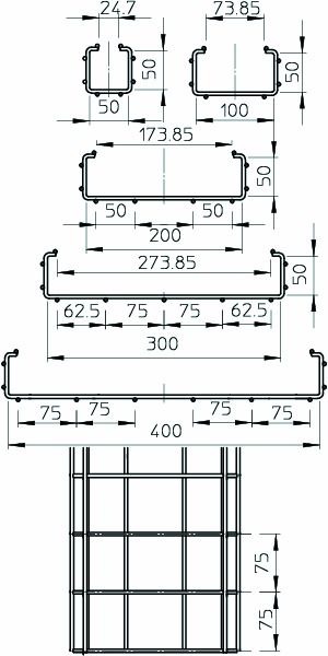 Gitterrinne C-Form CGR-Serie geschraubt 50x50x3000mm