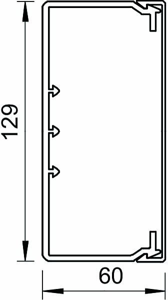 Leitungsführungskanal Kst 60x130x2000mm ws unbeh LF-K RAL9001