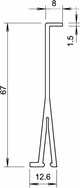 Trennwand LF-K 67mm Kst steckb Einzel lgr RAL7035 unbeh