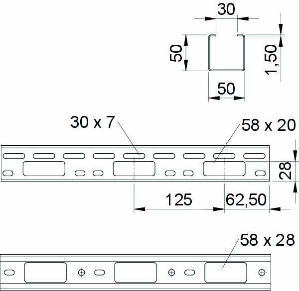 Tragschiene Lichtband LTS-Serie L=6000mm Kabelrinne f.Kabelrinne Mit Kabelrinne