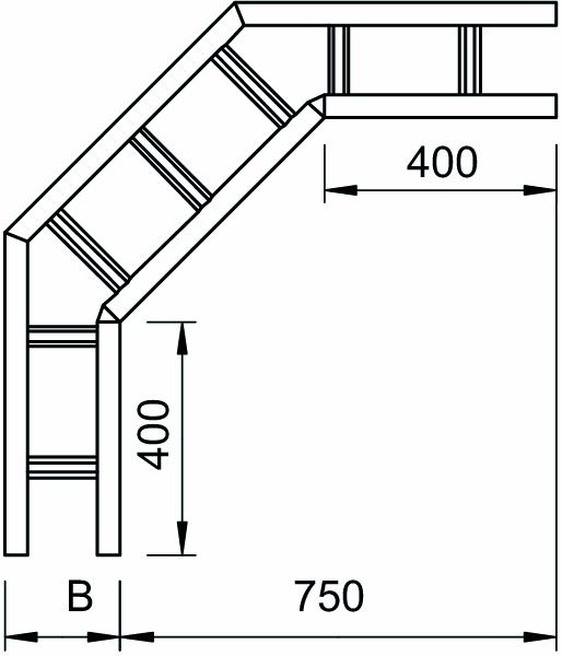 Bogen Kabelleiter horiz horiz 90° Weitsp 200x600mm