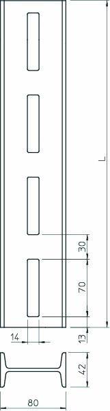 I-Profilschiene ST IS 8-Serie Steg_gel 3000x80x42mm