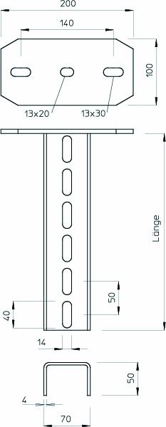 Hängestiel ST 1800mm US 7K-Serie 7,5kN U-Profil f.Funktionserh