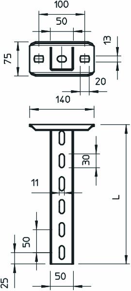 Hängestiel ST 800mm US 5K-Serie U-Profil 5,75kN f.Funktionserh