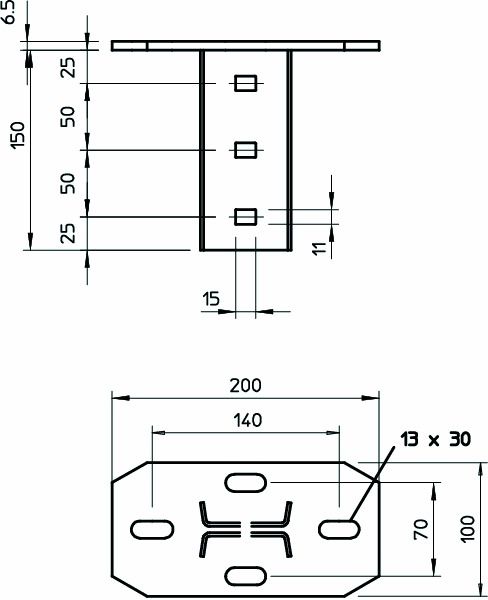 Schraubkopfplatte I-Profil f.Deckenmont 90°