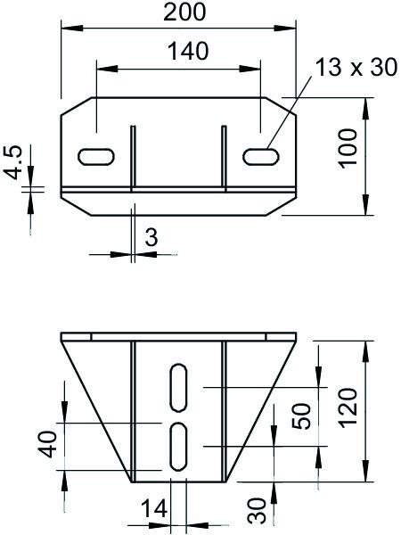 Schraubkopfplatte U-Profil f.Deckenmont 90°