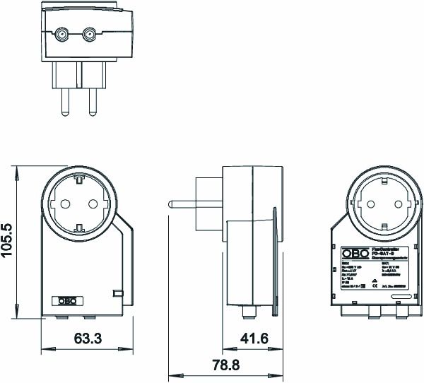 Überspannungsschutz 230VAC 1,5kV Adapter opt 3kV