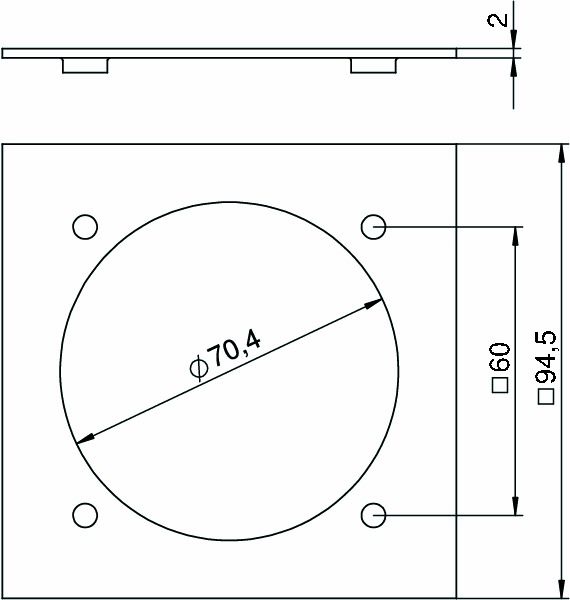 Adapterplatte Kst 1xrnd 94,5x94,5mm 1xrund