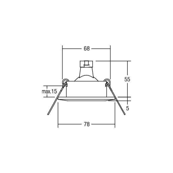 Einbaustrahler 13W GX5,3 chr glz IP20 Alu Ø/EB68mm