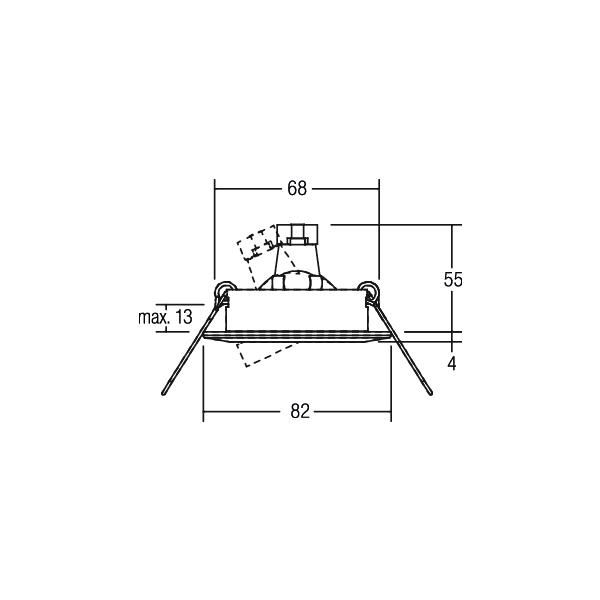 Einbaustrahler 13W Konv GX5,3 chr mt Alu IP20 Ø/EB68mm