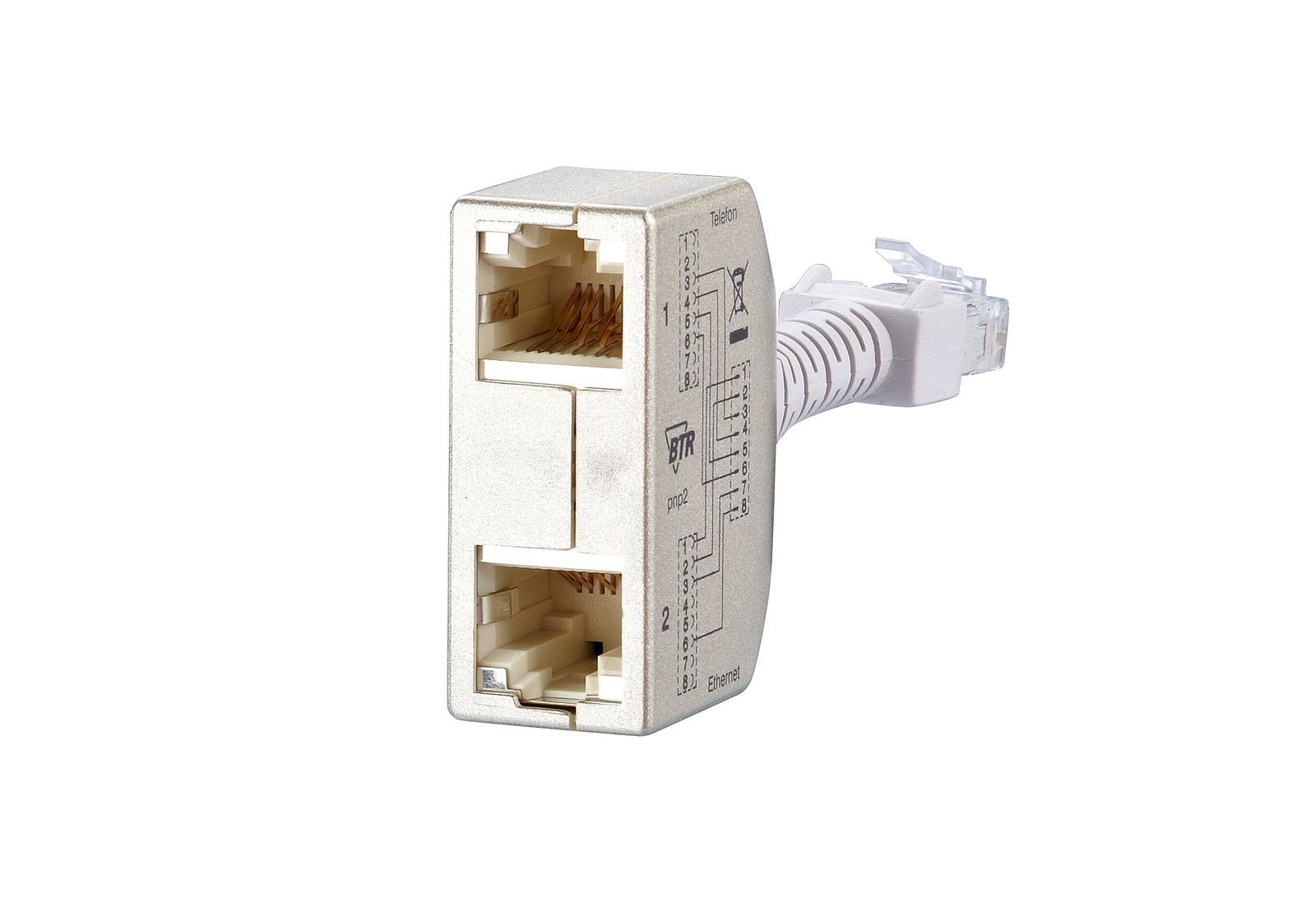 Cablesharing Adapter Cat5 10/100BT RJ45 ISDN/T-Ring/Telefon