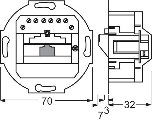 Anschlussdose Cat3 1xRJ45 Schraube rws schräg