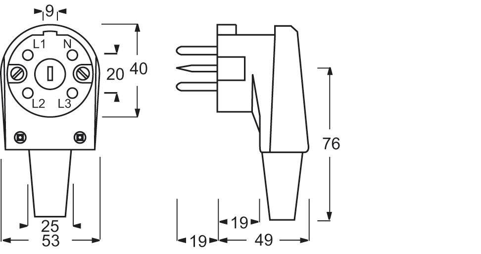 Perilex-Stecker 16A 400V Perilex 3P+N+E Duropl IP20 rechtw hfr ws RAL1013