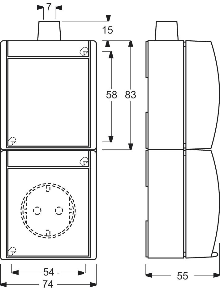Steckdosenkombination AP ocean Serien mt gr/bl-gn IP44
