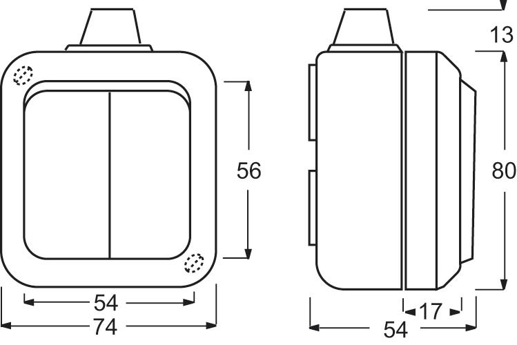 Kontroll-Serienschalter b Duro 2000 WDI (IP 66) AP bl mt IP66 2f 16AX