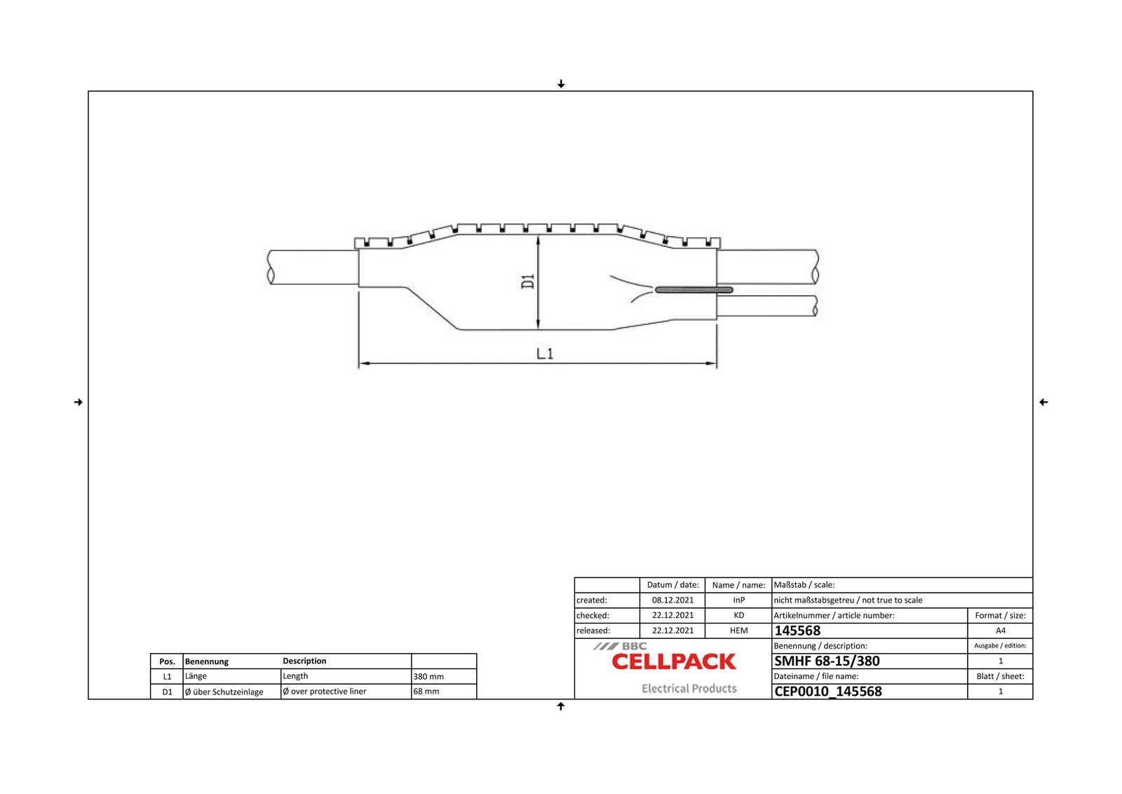 Verbindungsmuffe Warmschr 30x15-68qmm Telefonltg hfr