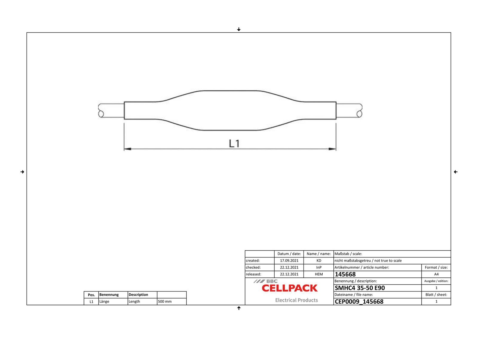 Verbindungsmuffe Warmschr 4x35-50qmm hfr Mit konzentrischer Abschirmung (N)HXH