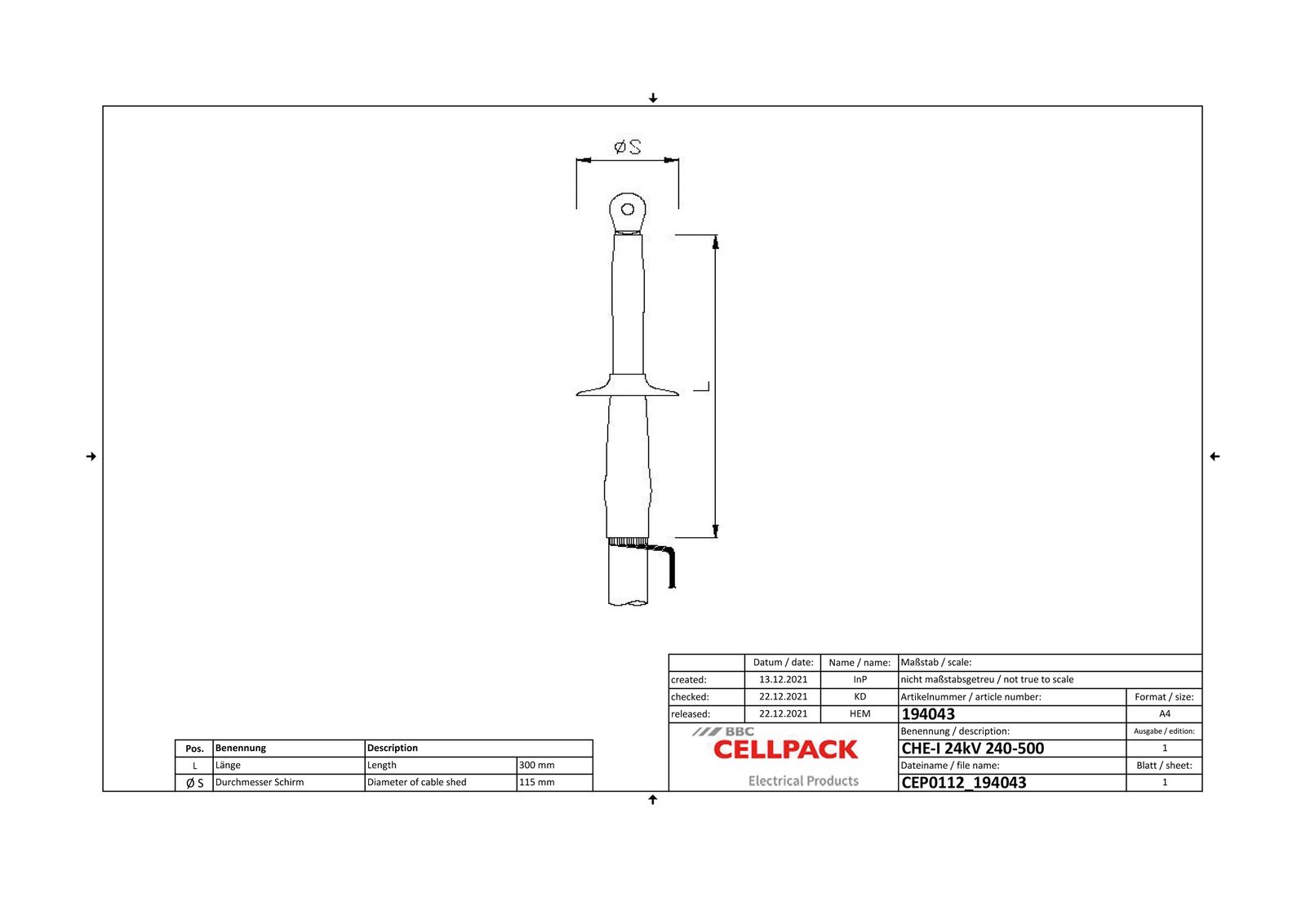 Endverschluss 12/20kV 240-500qmm 1leit Warmschr