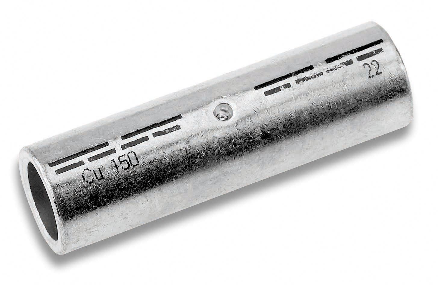 Stoßverbinder DIN 16qmm f.Massiv lang Cu f.Mehrdr Geeignet für massive Leiter