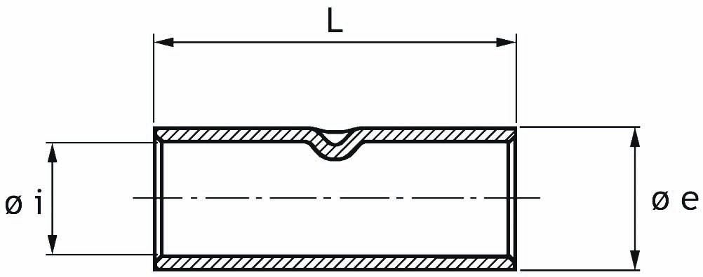 Stoßverbinder DIN 16qmm f.Massiv lang Cu f.Mehrdr Geeignet für massive Leiter