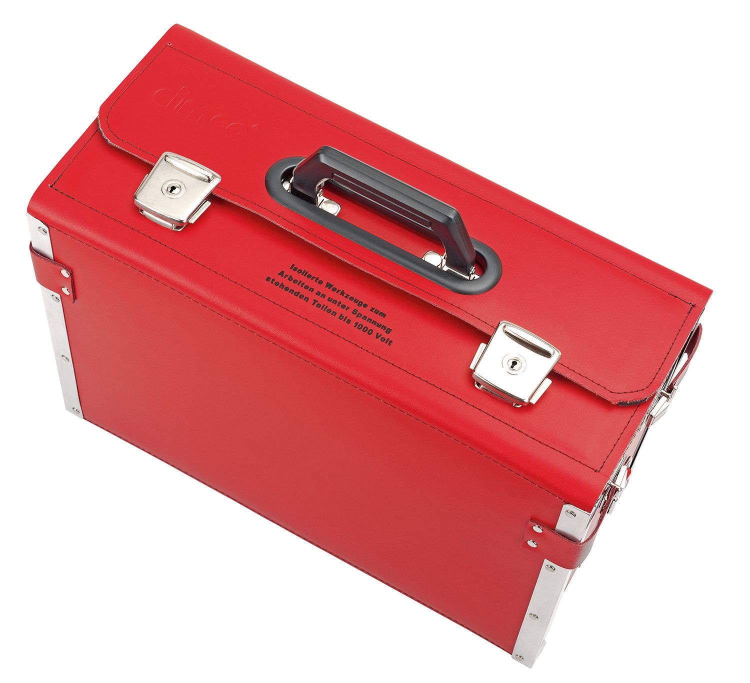 Werkzeugtasche leer Leder/Metall 210x340x460mm Signalrot