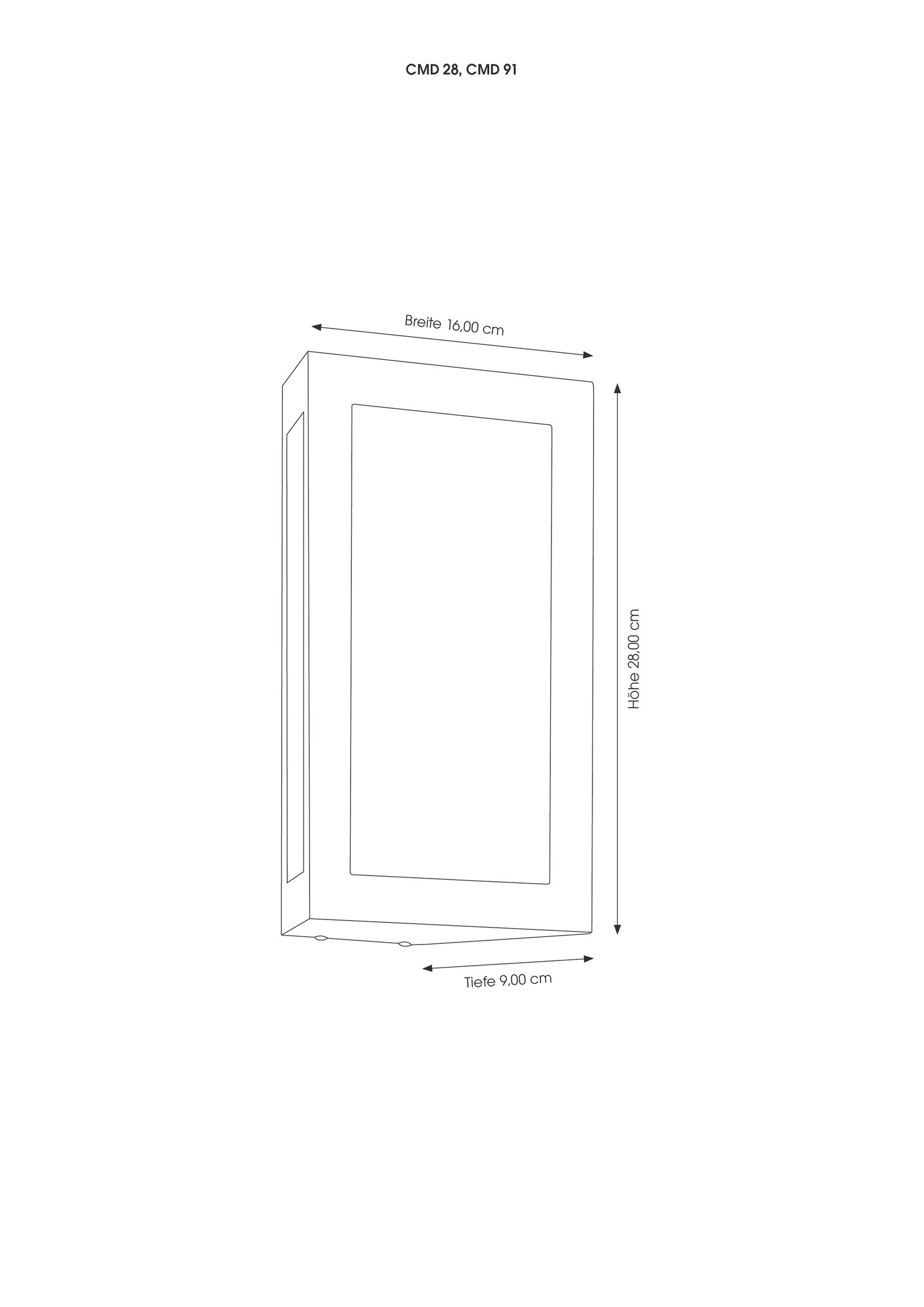 Wandanbauleuchte AquaLong 60W HV edst IP44 E27 BWM 90x160x280mm