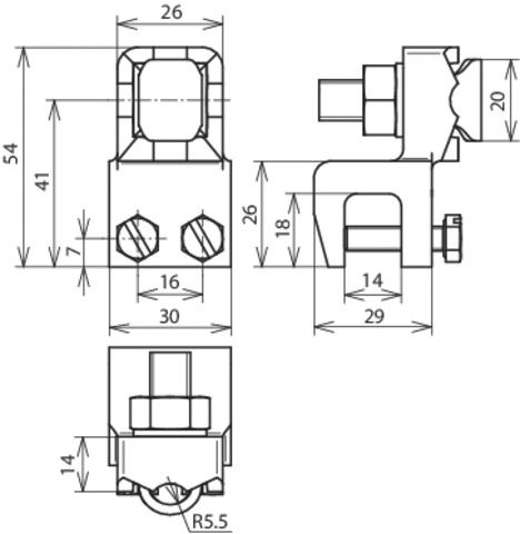 Anschlussklemme Ø7-10mm 1-12mm Guss f/vz SKT-Schr